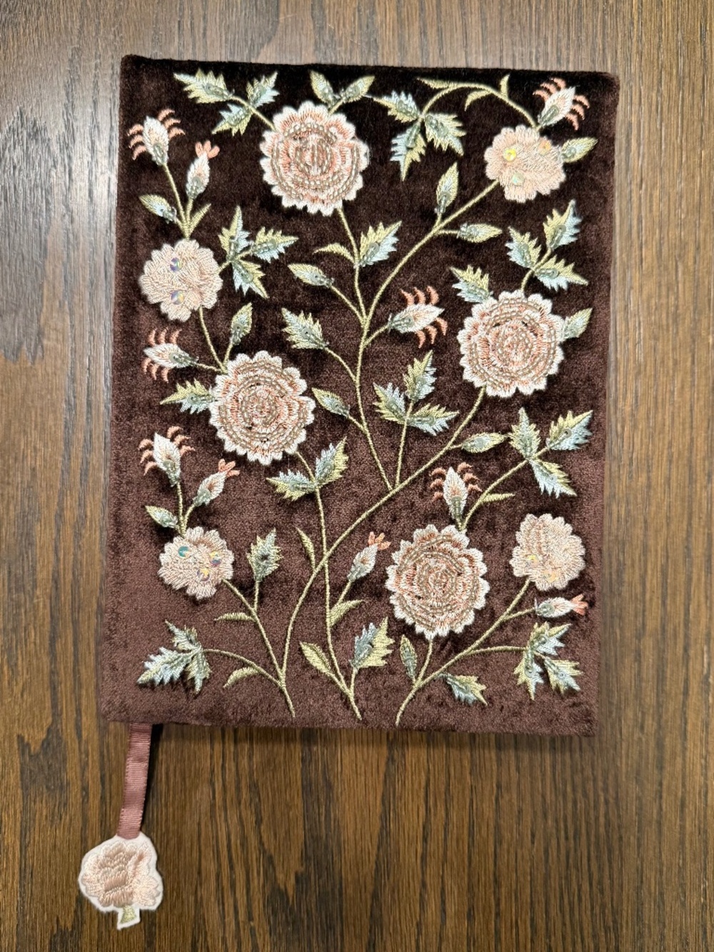 NWT - Handcrafted Floral Embroidered Velvet Journal / Notebook